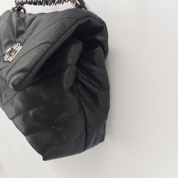 Badgley Mischka Black Quilted Vegan Leather Crossbody - Picture 4 of 14